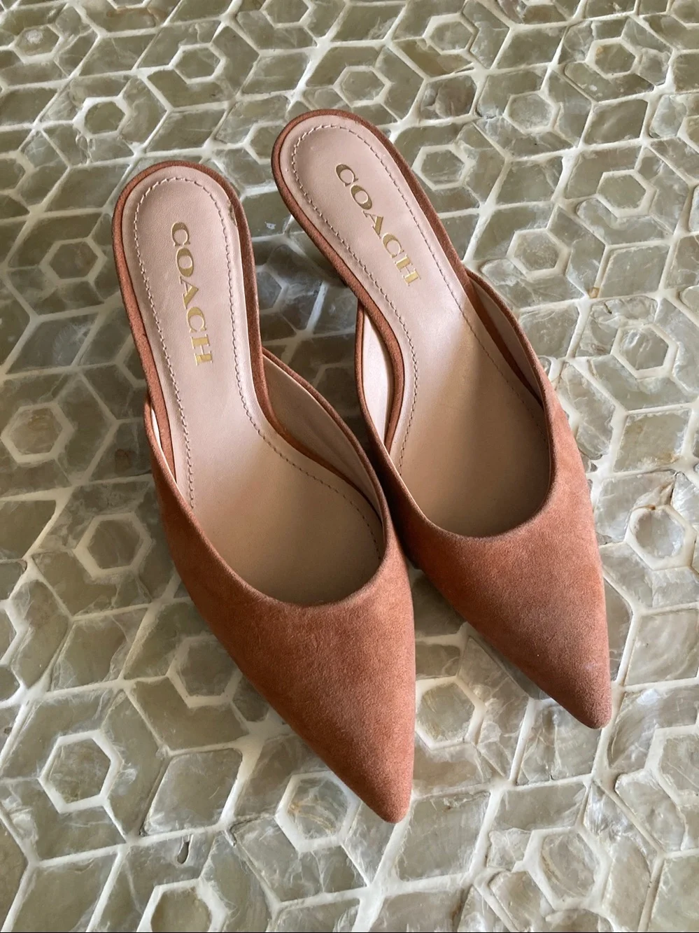 SOLD! Coach Renn Suede Mule in ‘Burnished Amber’ (5.5)